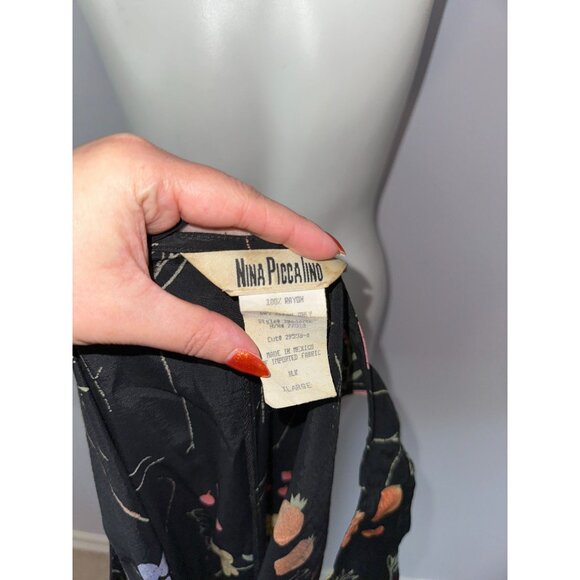 Vtg Y2k Nina Piccalino Rayon Floral Garden Sleeveless Maxi Flowy Dress Size XL - Picture 5 of 6